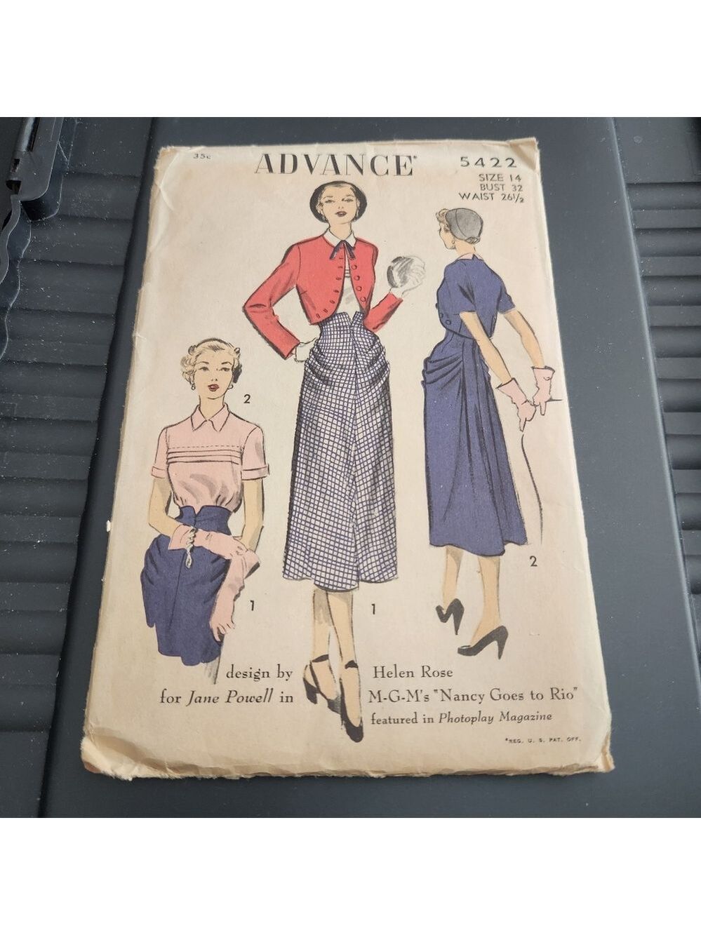 Rare Vintage 1950's Advance Pattern 5422: design by Helen Rose for Jane Powell